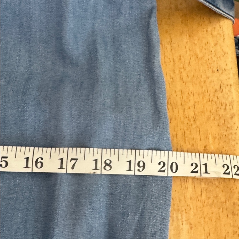 Velvet Heart Chambray Tencel Half Button Down Cropped Jumpsuit with Belt Size M - Picture 8 of 11